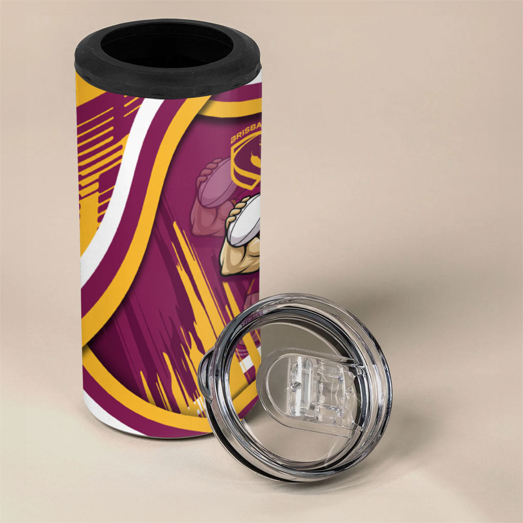 Brisbane Broncos Rugby Mascot 4 in 1 Can Cooler Tumbler Fierce Athlete Graphic in Sports Style