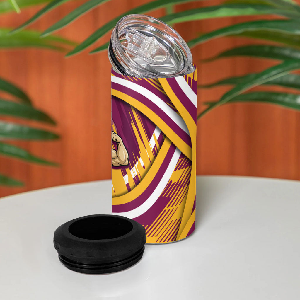 Brisbane Broncos Rugby Mascot 4 in 1 Can Cooler Tumbler Fierce Athlete Graphic in Sports Style