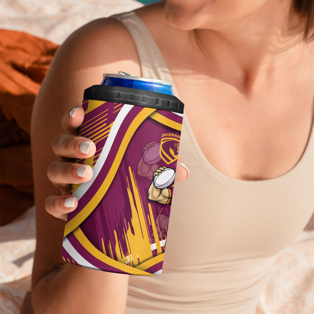 Brisbane Broncos Rugby Mascot 4 in 1 Can Cooler Tumbler Fierce Athlete Graphic in Sports Style