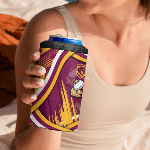Brisbane Broncos Rugby Mascot 4 in 1 Can Cooler Tumbler Fierce Athlete Graphic in Sports Style