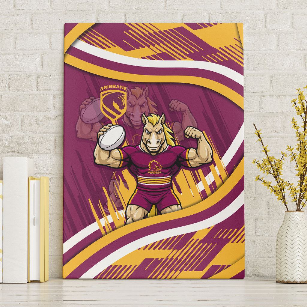 Brisbane Broncos Rugby Mascot Canvas Wall Art Fierce Athlete Graphic in Sports Style