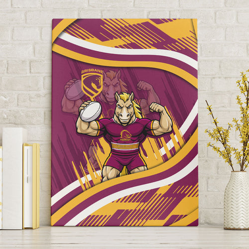 Brisbane Broncos Rugby Mascot Canvas Wall Art Fierce Athlete Graphic in Sports Style