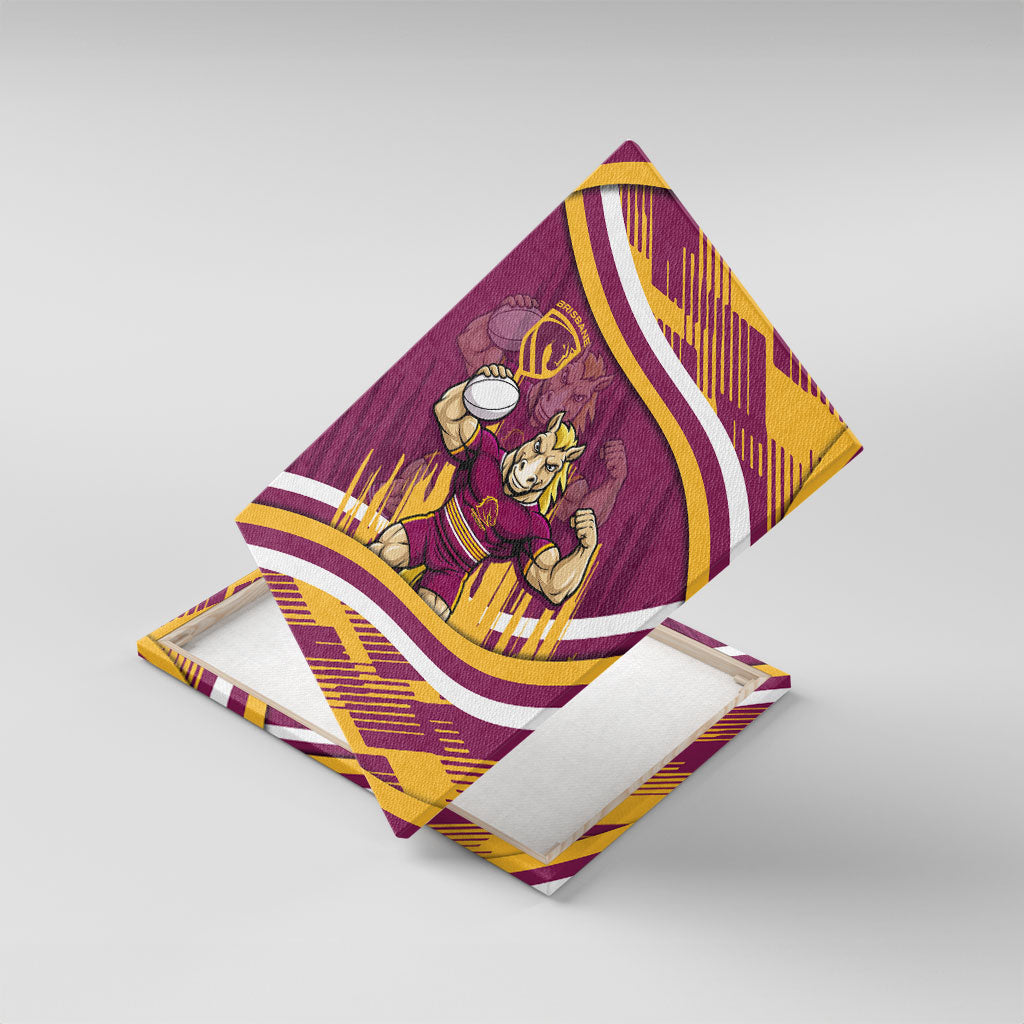 Brisbane Broncos Rugby Mascot Canvas Wall Art Fierce Athlete Graphic in Sports Style