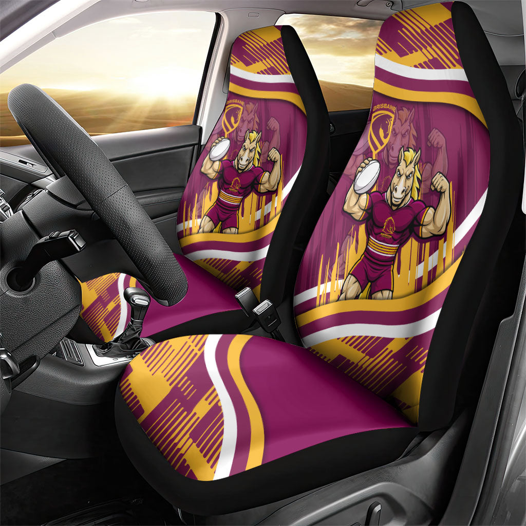 Brisbane Broncos Rugby Mascot Car Seat Cover Fierce Athlete Graphic in Sports Style