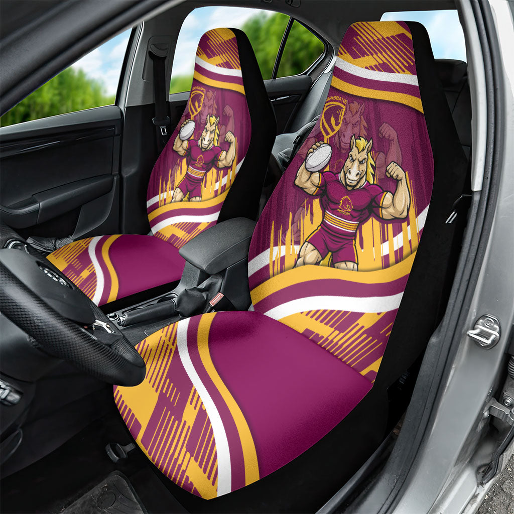 Brisbane Broncos Rugby Mascot Car Seat Cover Fierce Athlete Graphic in Sports Style