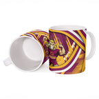 Brisbane Broncos Rugby Mascot Ceramic Mug Fierce Athlete Graphic in Sports Style