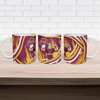Brisbane Broncos Rugby Mascot Ceramic Mug Fierce Athlete Graphic in Sports Style