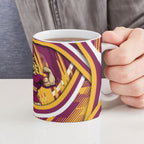 Brisbane Broncos Rugby Mascot Ceramic Mug Fierce Athlete Graphic in Sports Style