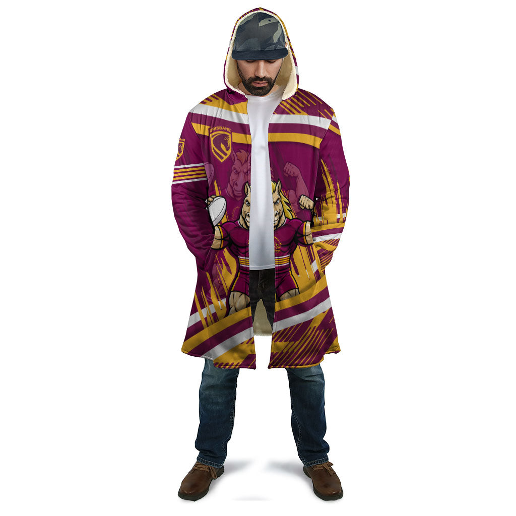 Brisbane Broncos Rugby Mascot Cloak Fierce Athlete Graphic in Sports Style