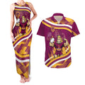 Brisbane Broncos Rugby Mascot Couples Matching Tank Maxi Dress and Hawaiian Shirt Fierce Athlete Graphic in Sports Style