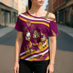 Brisbane Broncos Rugby Mascot Cross Shoulder Shirt Fierce Athlete Graphic in Sports Style