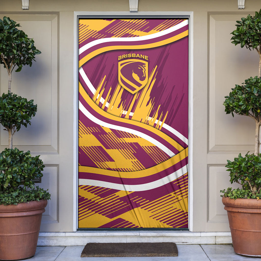 Brisbane Broncos Rugby Mascot Door Cover Fierce Athlete Graphic in Sports Style