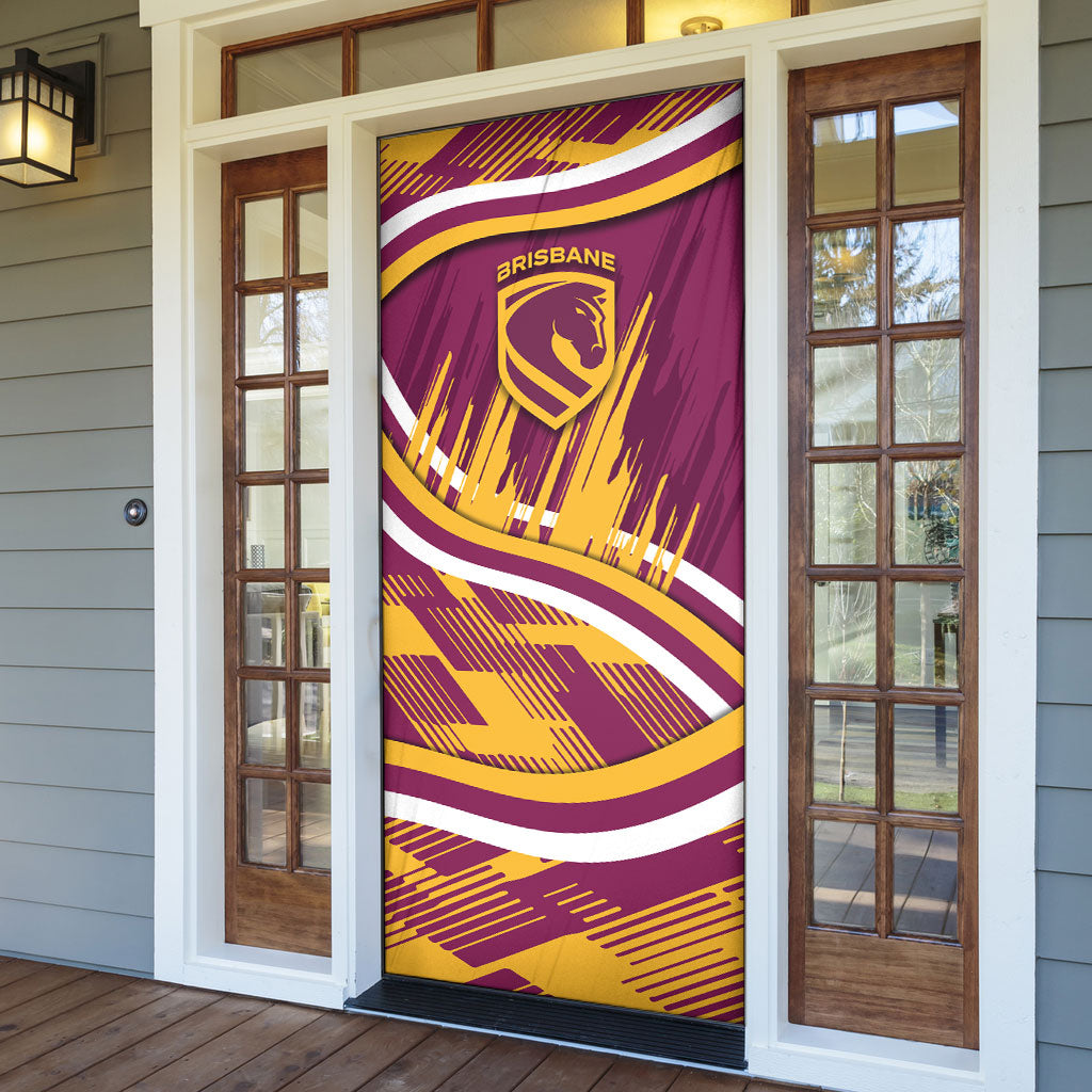 Brisbane Broncos Rugby Mascot Door Cover Fierce Athlete Graphic in Sports Style