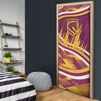 Brisbane Broncos Rugby Mascot Door Cover Fierce Athlete Graphic in Sports Style