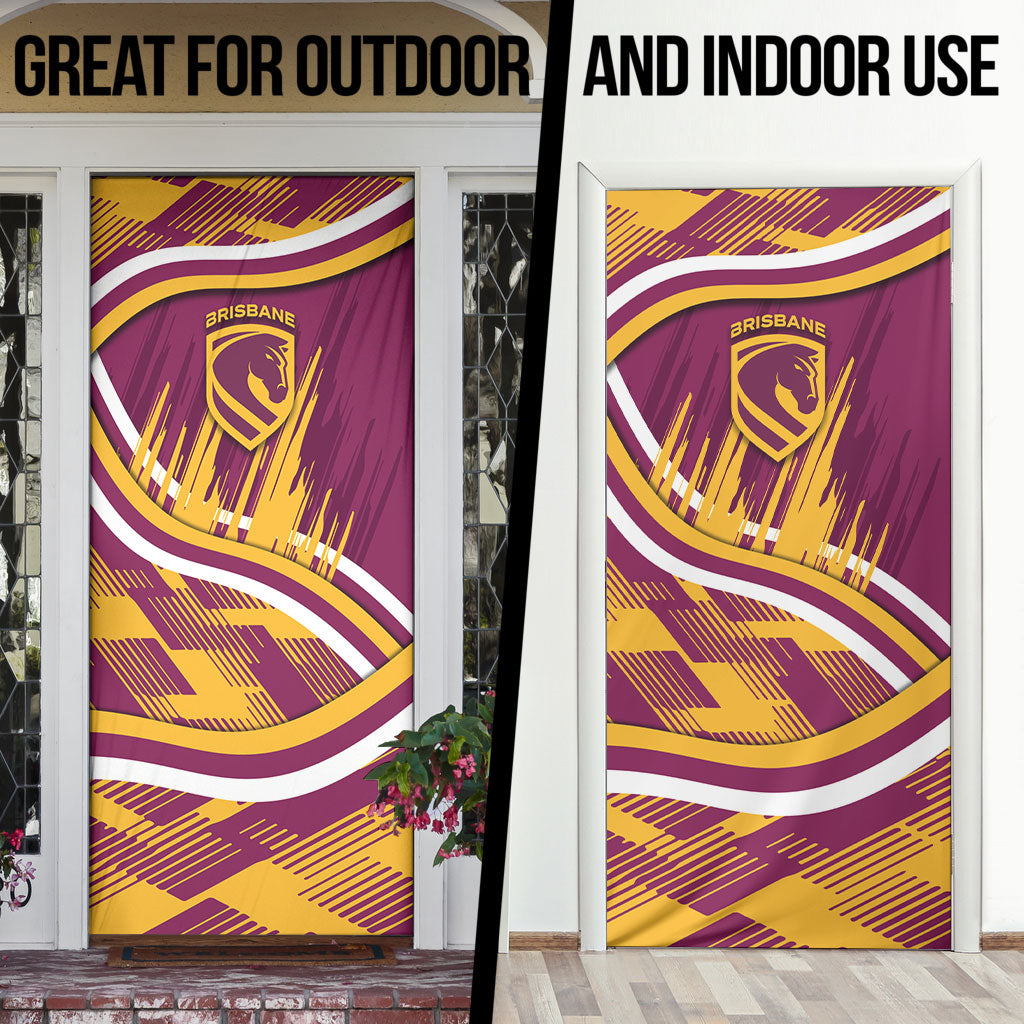 Brisbane Broncos Rugby Mascot Door Cover Fierce Athlete Graphic in Sports Style
