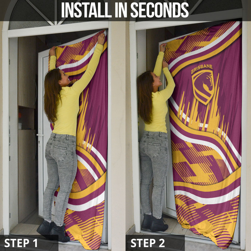 Brisbane Broncos Rugby Mascot Door Cover Fierce Athlete Graphic in Sports Style