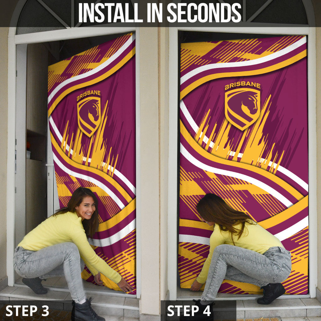 Brisbane Broncos Rugby Mascot Door Cover Fierce Athlete Graphic in Sports Style