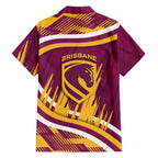 Brisbane Broncos Rugby Mascot Family Matching Long Sleeve Bodycon Dress and Hawaiian Shirt Fierce Athlete Graphic in Sports Style