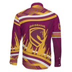 Brisbane Broncos Rugby Mascot Family Matching Mermaid Dress and Hawaiian Shirt Fierce Athlete Graphic in Sports Style