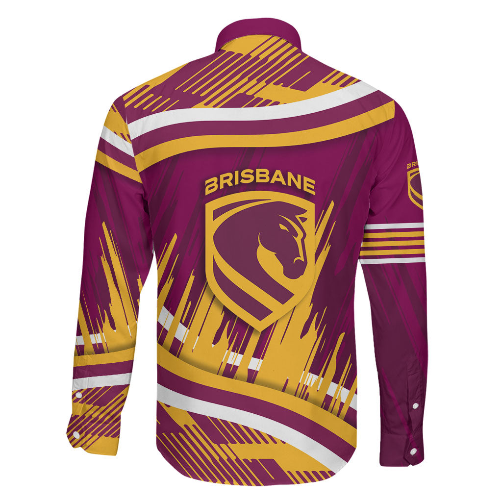 Brisbane Broncos Rugby Mascot Family Matching Off Shoulder Short Dress and Hawaiian Shirt Fierce Athlete Graphic in Sports Style