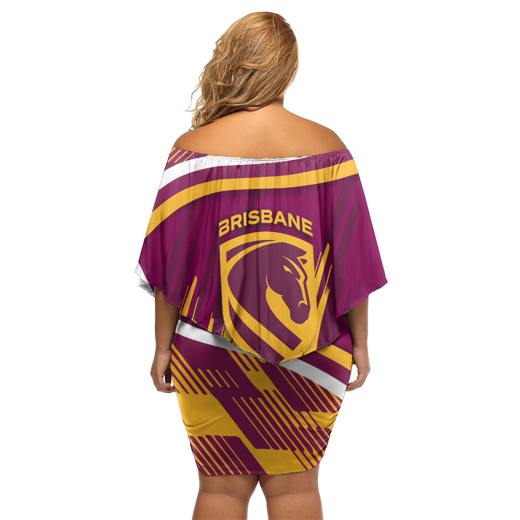Brisbane Broncos Rugby Mascot Family Matching Off Shoulder Short Dress and Hawaiian Shirt Fierce Athlete Graphic in Sports Style