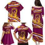 Brisbane Broncos Rugby Mascot Family Matching Puletasi and Hawaiian Shirt Fierce Athlete Graphic in Sports Style