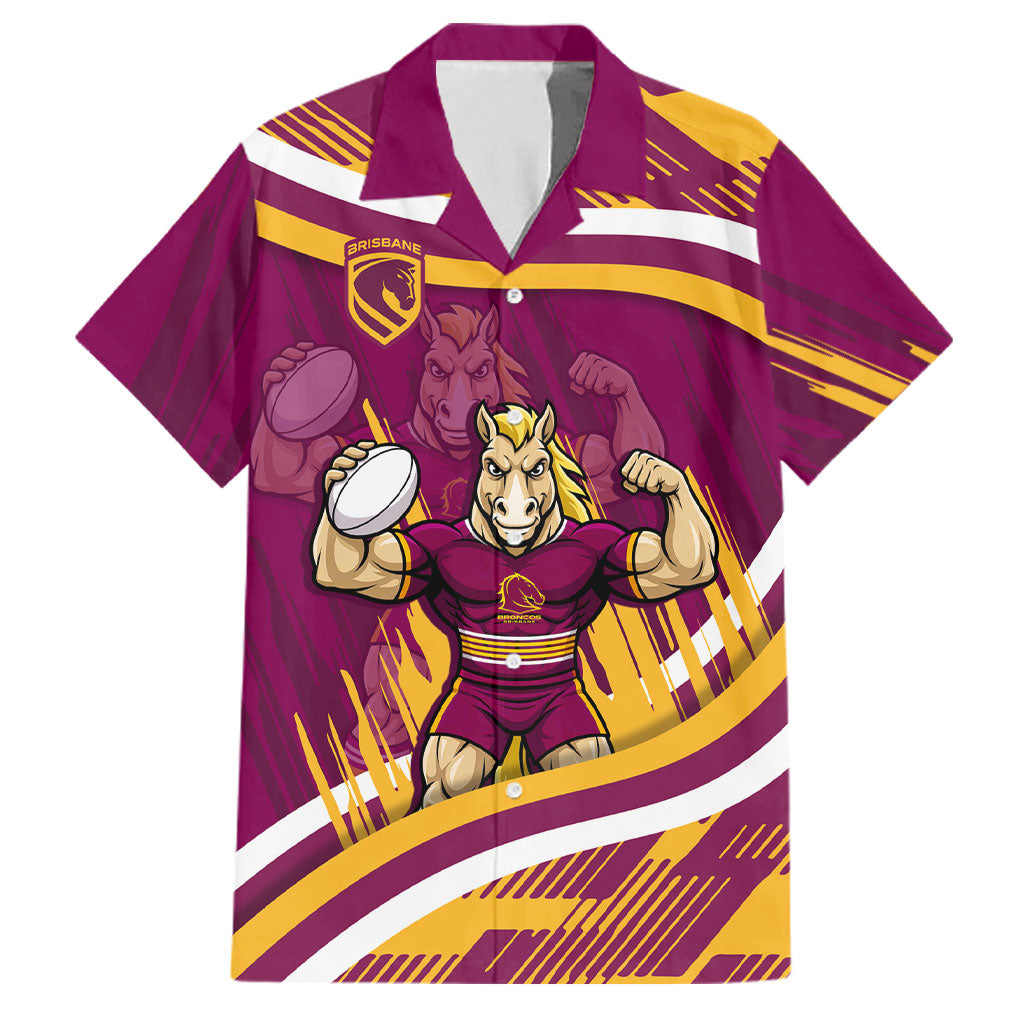 Brisbane Broncos Rugby Mascot Family Matching Puletasi and Hawaiian Shirt Fierce Athlete Graphic in Sports Style