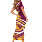 Brisbane Broncos Rugby Mascot Family Matching Short Sleeve Bodycon Dress and Hawaiian Shirt Fierce Athlete Graphic in Sports Style