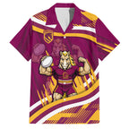 Brisbane Broncos Rugby Mascot Family Matching Summer Maxi Dress and Hawaiian Shirt Fierce Athlete Graphic in Sports Style