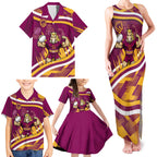 Brisbane Broncos Rugby Mascot Family Matching Tank Maxi Dress and Hawaiian Shirt Fierce Athlete Graphic in Sports Style