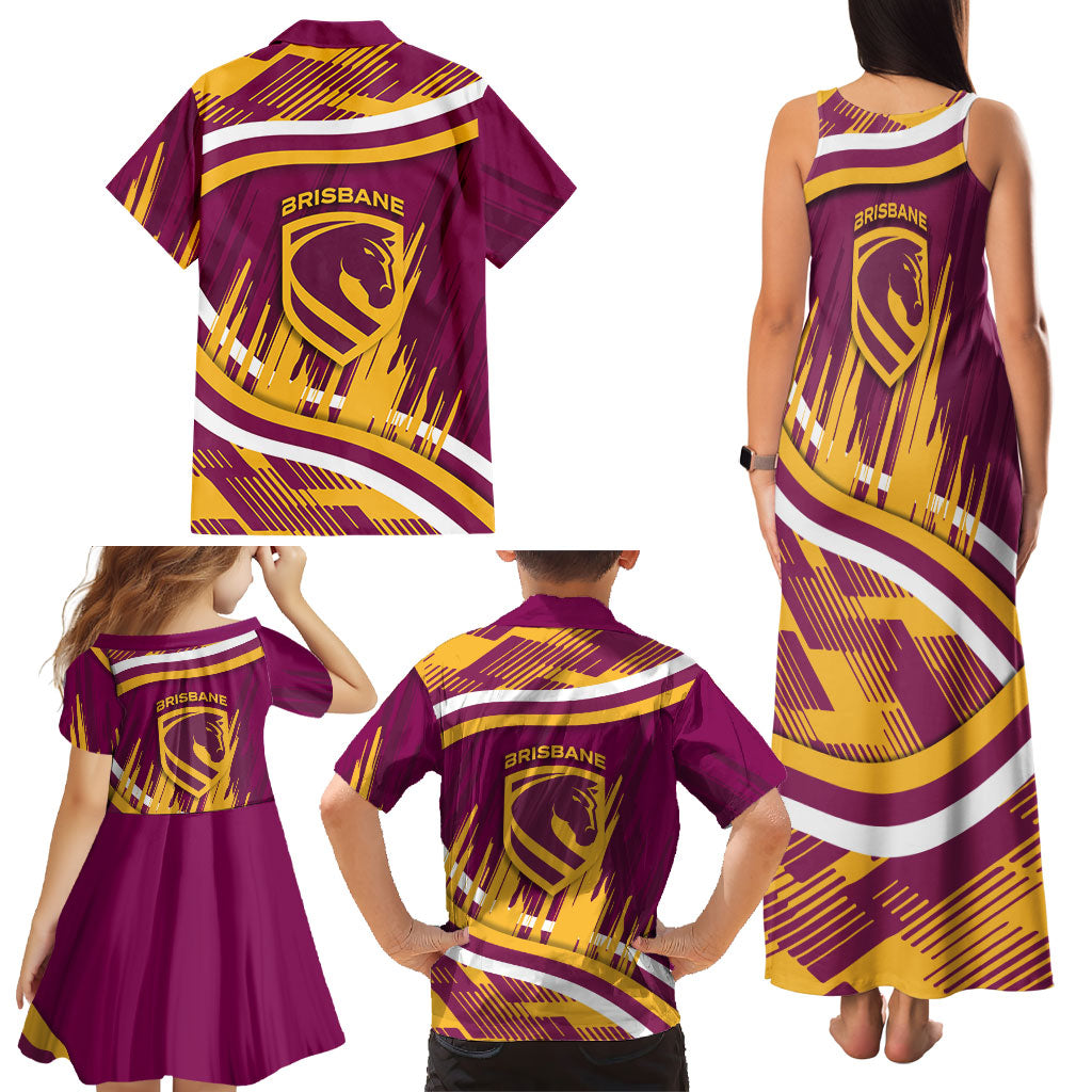 Brisbane Broncos Rugby Mascot Family Matching Tank Maxi Dress and Hawaiian Shirt Fierce Athlete Graphic in Sports Style