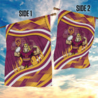 Brisbane Broncos Rugby Mascot Garden Flag Fierce Athlete Graphic in Sports Style