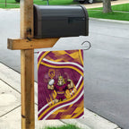 Brisbane Broncos Rugby Mascot Garden Flag Fierce Athlete Graphic in Sports Style