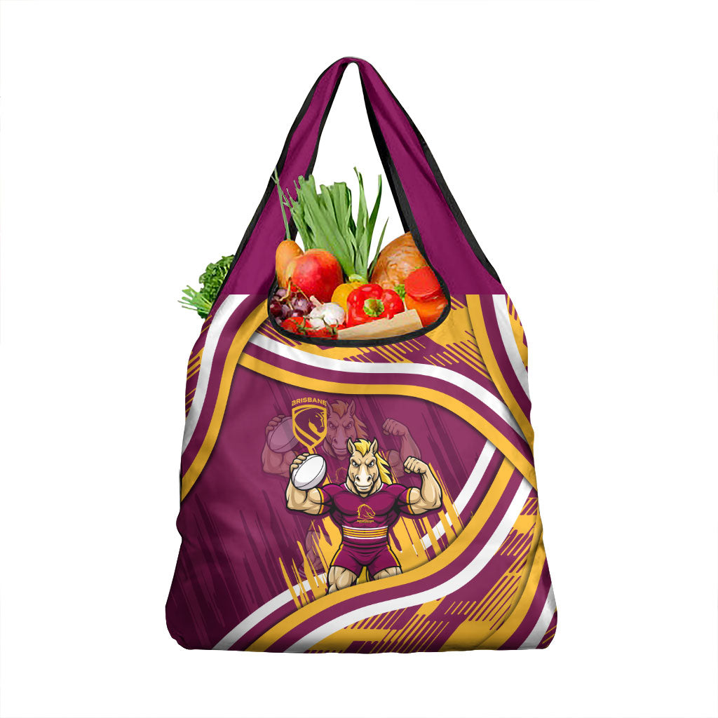 Brisbane Broncos Rugby Mascot Grocery Bag Fierce Athlete Graphic in Sports Style