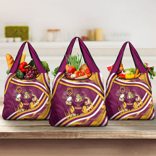 Brisbane Broncos Rugby Mascot Grocery Bag Fierce Athlete Graphic in Sports Style