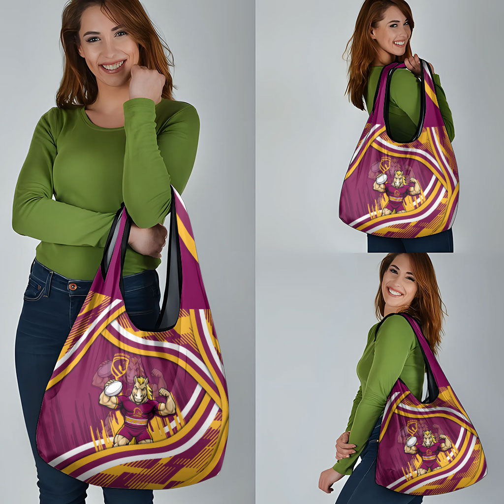 Brisbane Broncos Rugby Mascot Grocery Bag Fierce Athlete Graphic in Sports Style