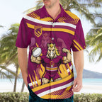 Brisbane Broncos Rugby Mascot Hawaiian Shirt Fierce Athlete Graphic in Sports Style
