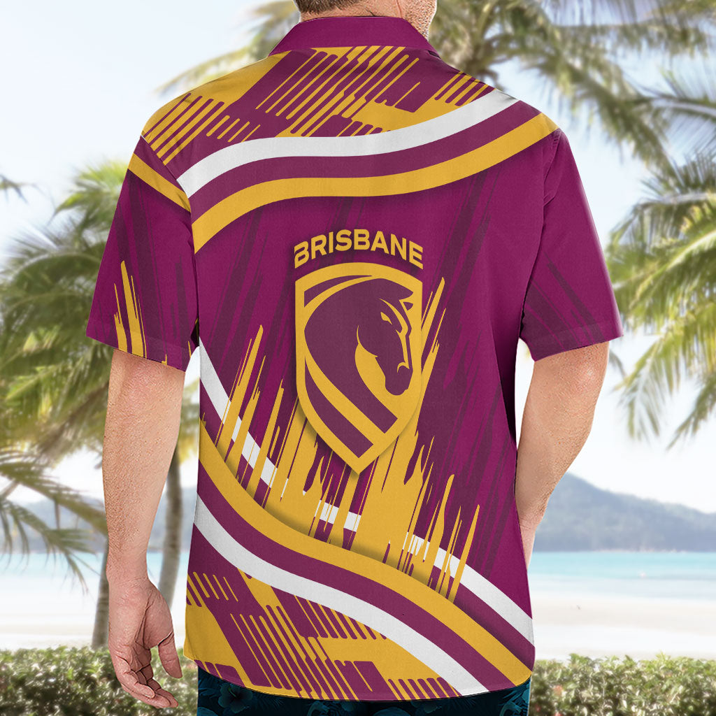 Brisbane Broncos Rugby Mascot Hawaiian Shirt Fierce Athlete Graphic in Sports Style