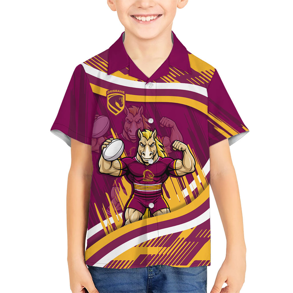 Brisbane Broncos Rugby Mascot Hawaiian Shirt Fierce Athlete Graphic in Sports Style