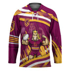 Brisbane Broncos Rugby Mascot Hockey Jersey Fierce Athlete Graphic in Sports Style