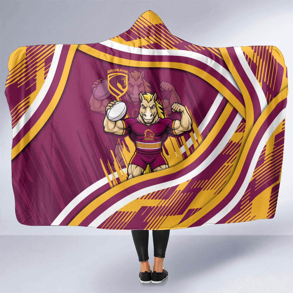 Brisbane Broncos Rugby Mascot Hooded Blanket Fierce Athlete Graphic in Sports Style