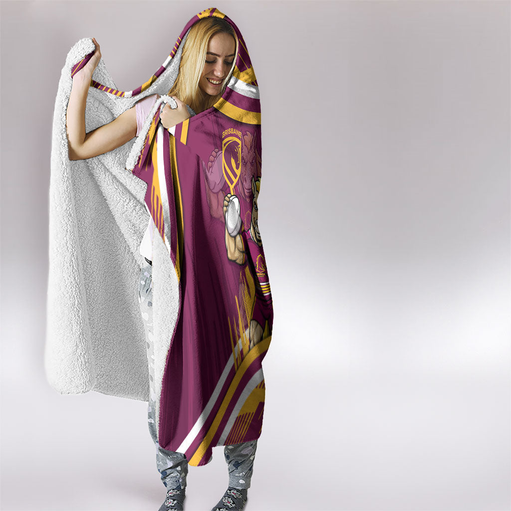 Brisbane Broncos Rugby Mascot Hooded Blanket Fierce Athlete Graphic in Sports Style