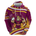 Brisbane Broncos Rugby Mascot Hoodie Fierce Athlete Graphic in Sports Style