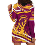 Brisbane Broncos Rugby Mascot Hoodie Dress Fierce Athlete Graphic in Sports Style