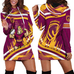 Brisbane Broncos Rugby Mascot Hoodie Dress Fierce Athlete Graphic in Sports Style