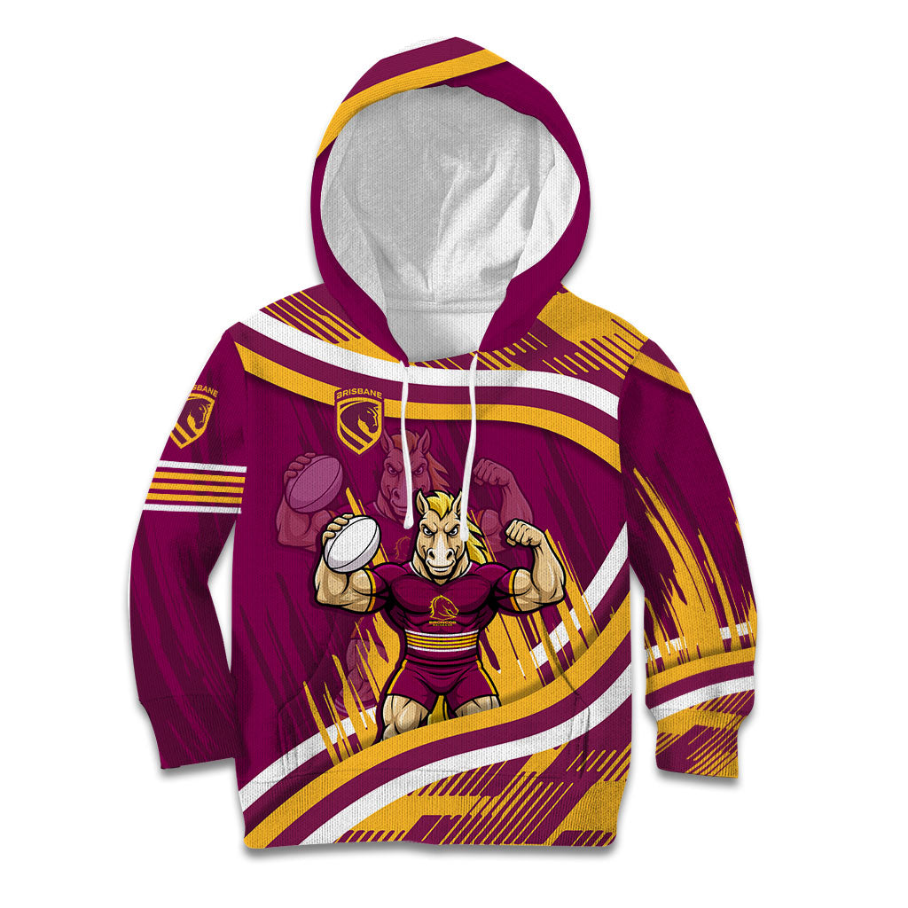 Brisbane Broncos Rugby Mascot Kid Hoodie Fierce Athlete Graphic in Sports Style
