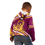 Brisbane Broncos Rugby Mascot Kid Hoodie Fierce Athlete Graphic in Sports Style