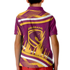 Brisbane Broncos Rugby Mascot Kid Polo Shirt Fierce Athlete Graphic in Sports Style