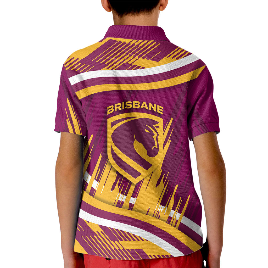 Brisbane Broncos Rugby Mascot Kid Polo Shirt Fierce Athlete Graphic in Sports Style