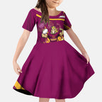 Brisbane Broncos Rugby Mascot Kid Short Sleeve Dress Fierce Athlete Graphic in Sports Style